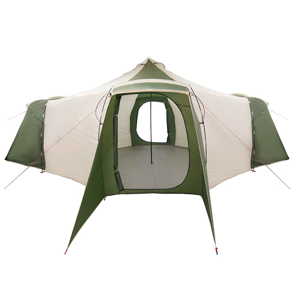 Tipi Zelt mit Dach Grün und Beige 492 x 492 x 275 cm Stoff