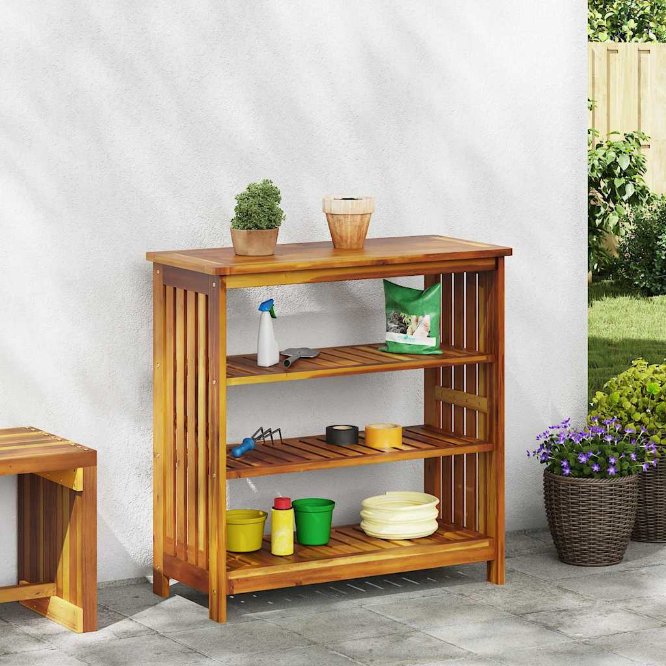 vidaXL Garten-Schrank mit Regal Natur 75 x 35 x 70cm Massivholz Akazie