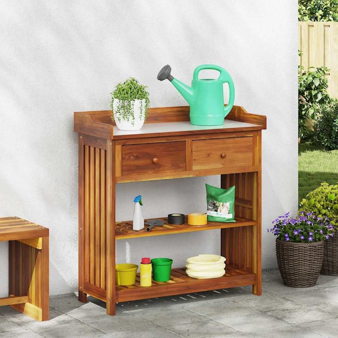 vidaXL Garten-Schrank Natur 78 x 36,5 x 78 cm Massivholz Akazie