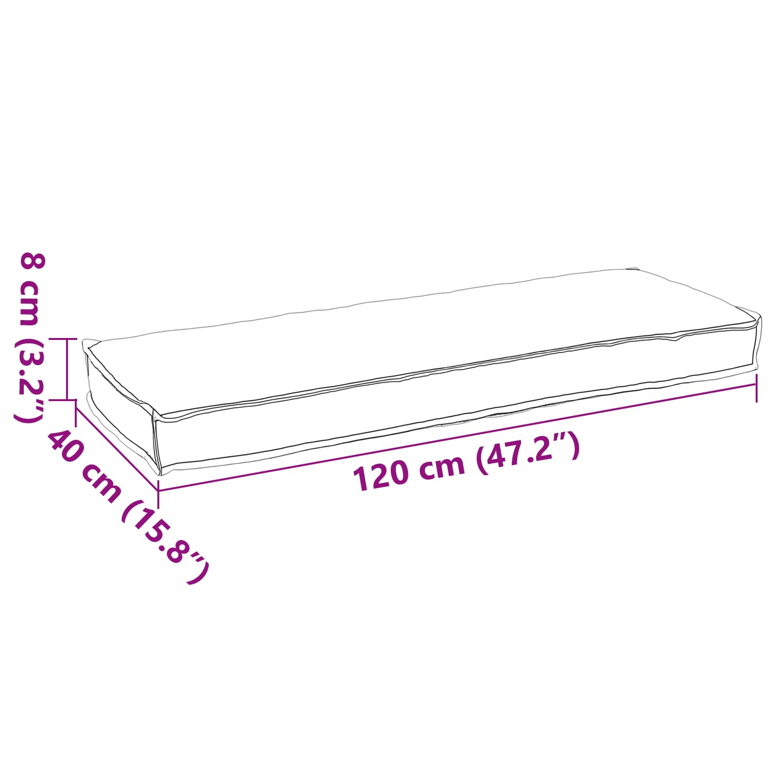 vidaXL Kissen Anthrazit 120 x 40 x 8 cm Oxford-Stoff