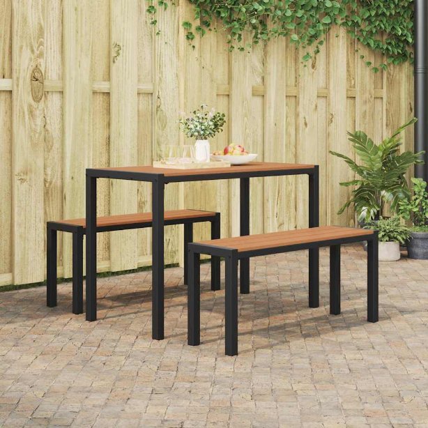 vidaXL Garten Essgruppe mit Kissen 3 pcs Anthrazit Stahl