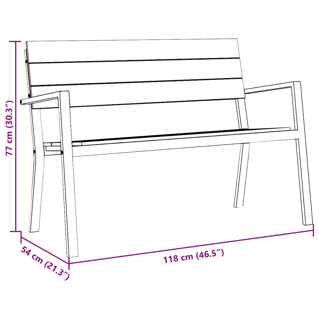 vidaXL Gartenbank Schwarz 118 x 54 x 77cm Stahl