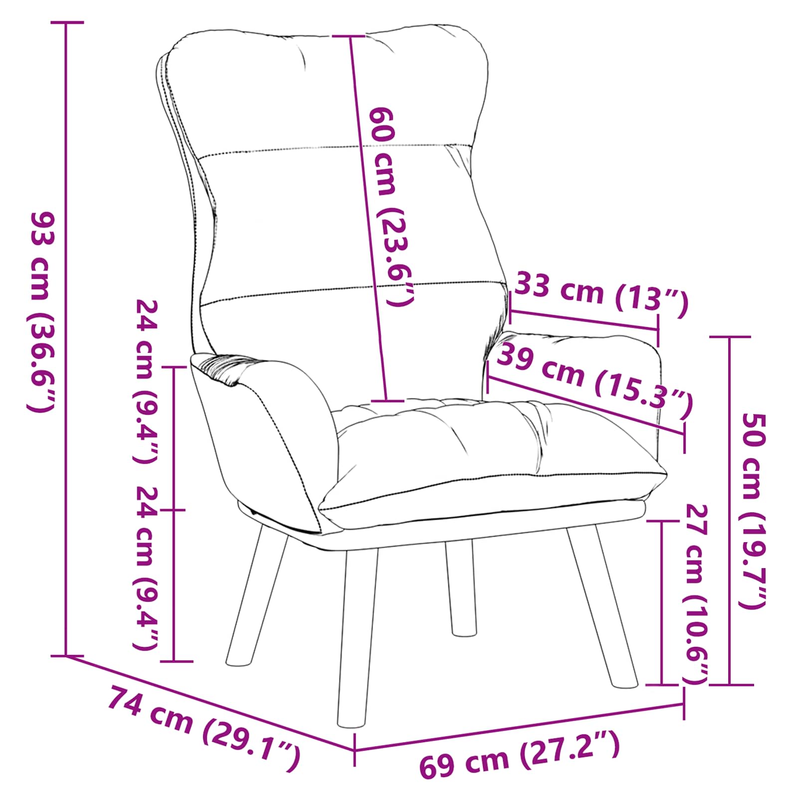 vidaXL Sessel Hellgrau 69 x 74 x 93 cm Samt