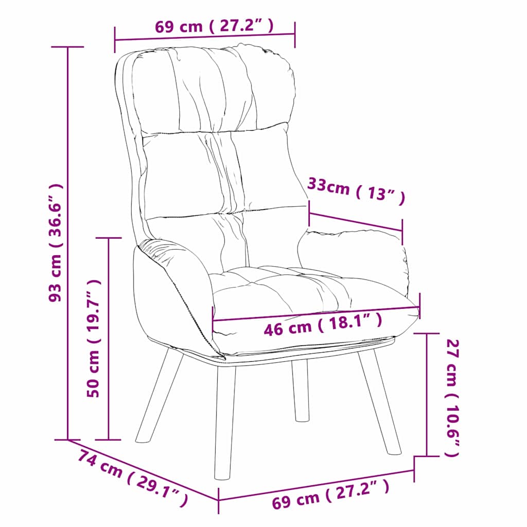 vidaXL Sessel Grau 69 x 74 x 93 cm Kunstleder