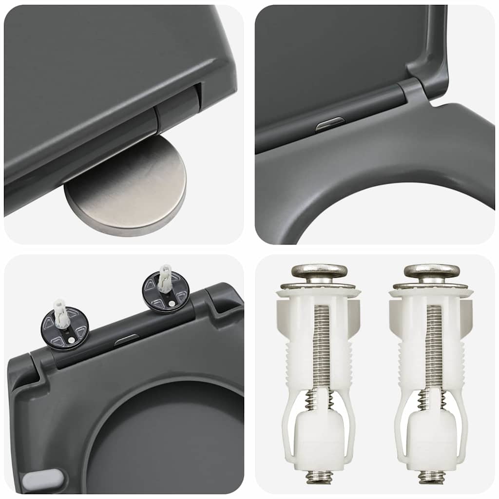 vidaXL Toilettensitz Anthrazit 44,8 x 37,3 x 4,2 cm Duroplast