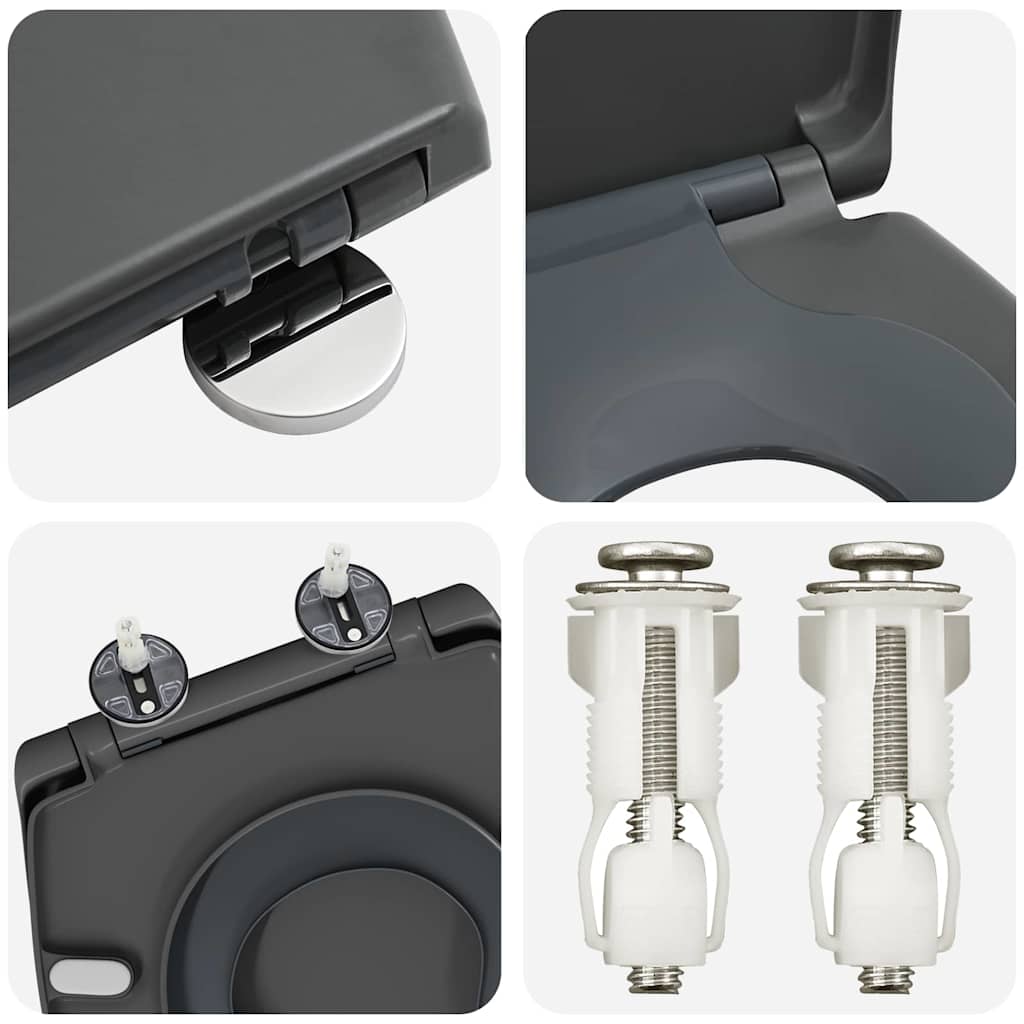 vidaXL Toilettensitz Anthrazit 44,5 x 37,3 x 4,3 cm Duroplast