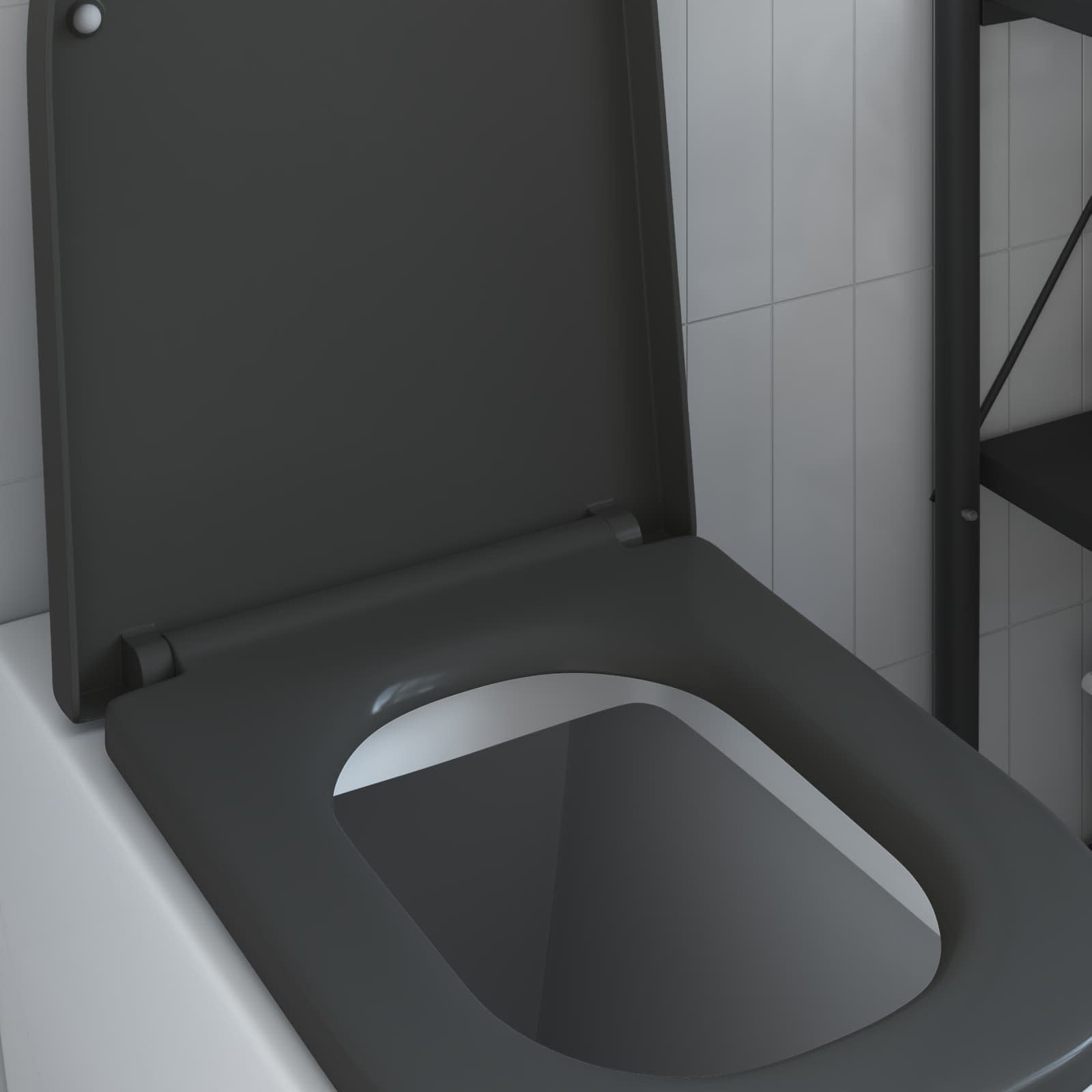 vidaXL Toilettensitz Anthrazit 44,5 x 35 x 3,6 cm Duroplast