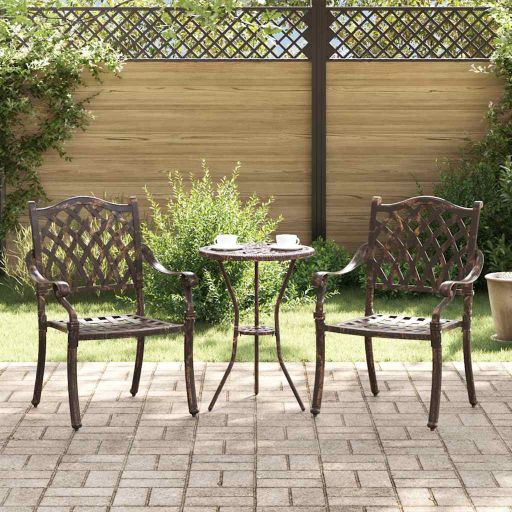 vidaXL Gartenstuhl 2 pcs Bronze 56 x 55 x 92,5cm Aluminium