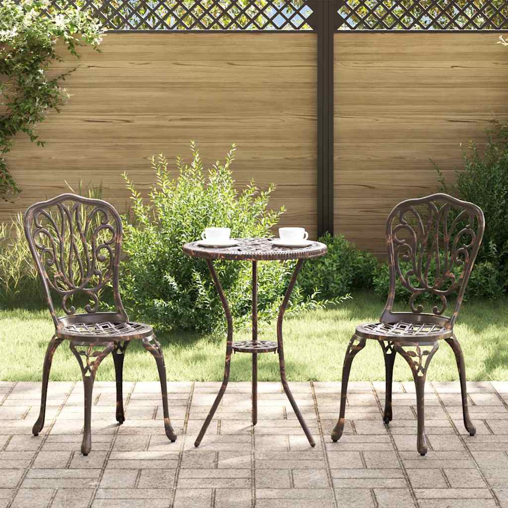 vidaXL Garten Bistro Set 3 pcs Bronze Aluminium