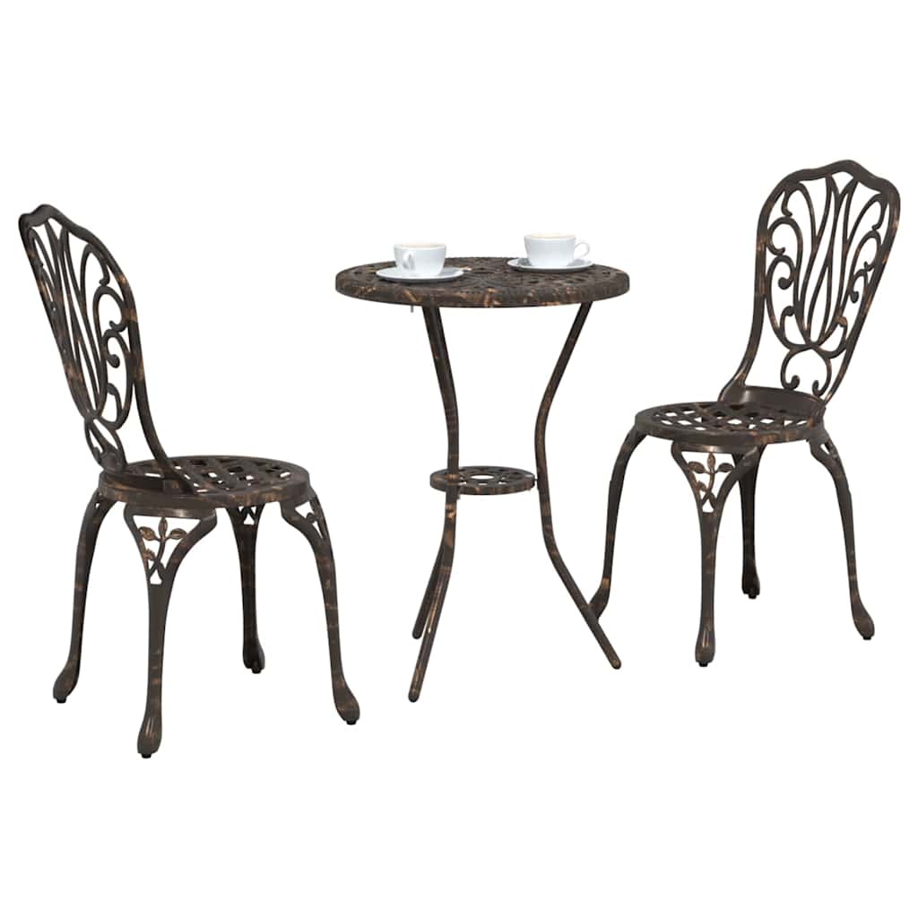 vidaXL Garten Bistro Set 3 pcs Bronze Aluminium