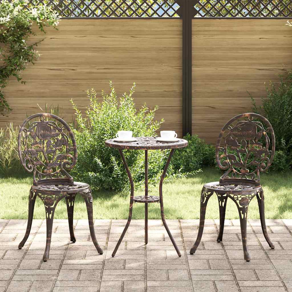 vidaXL Garten Bistro Set 3 pcs Bronze Aluminium