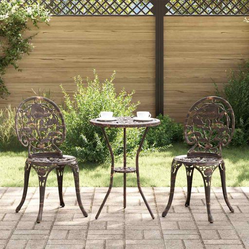 vidaXL Garten Bistro Set 3 pcs Bronze Aluminium