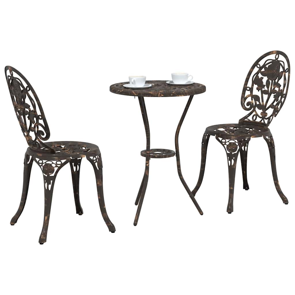 vidaXL Garten Bistro Set 3 pcs Bronze Aluminium