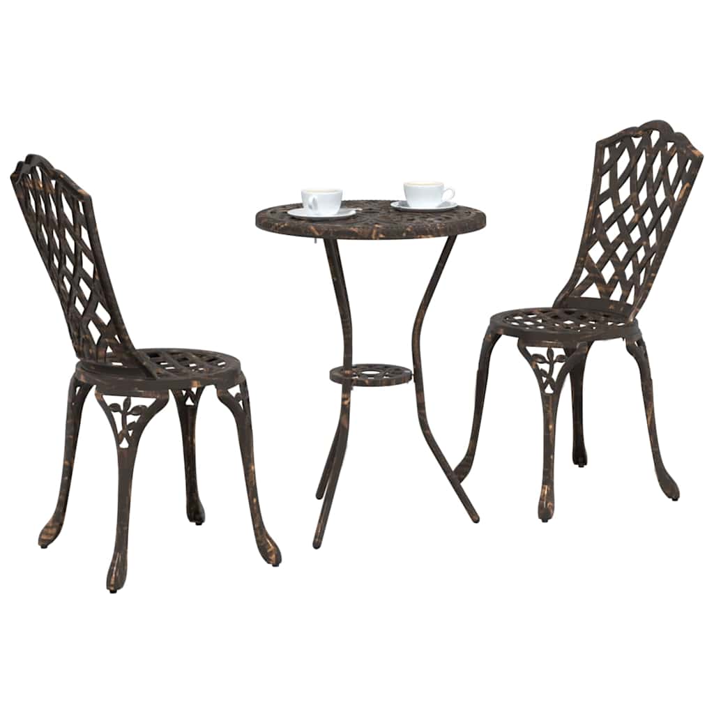 vidaXL Garten Bistro Set 3 pcs Bronze Aluminium