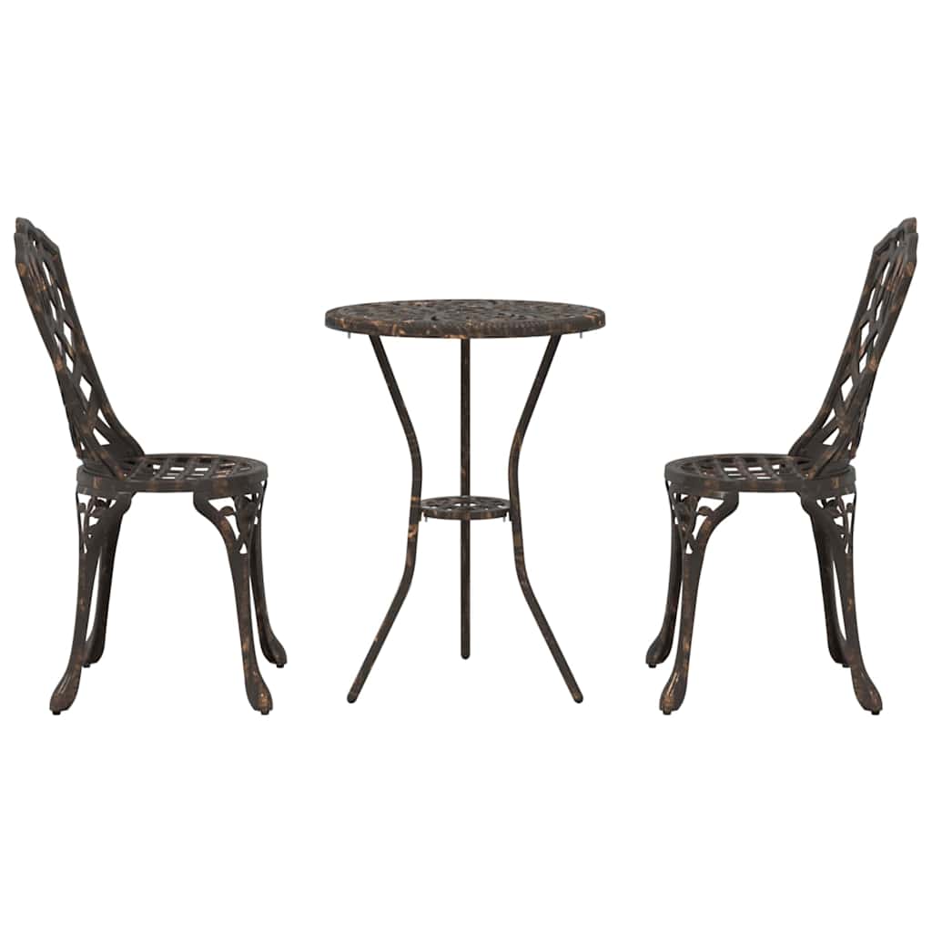 vidaXL Garten Bistro Set 3 pcs Bronze Aluminium