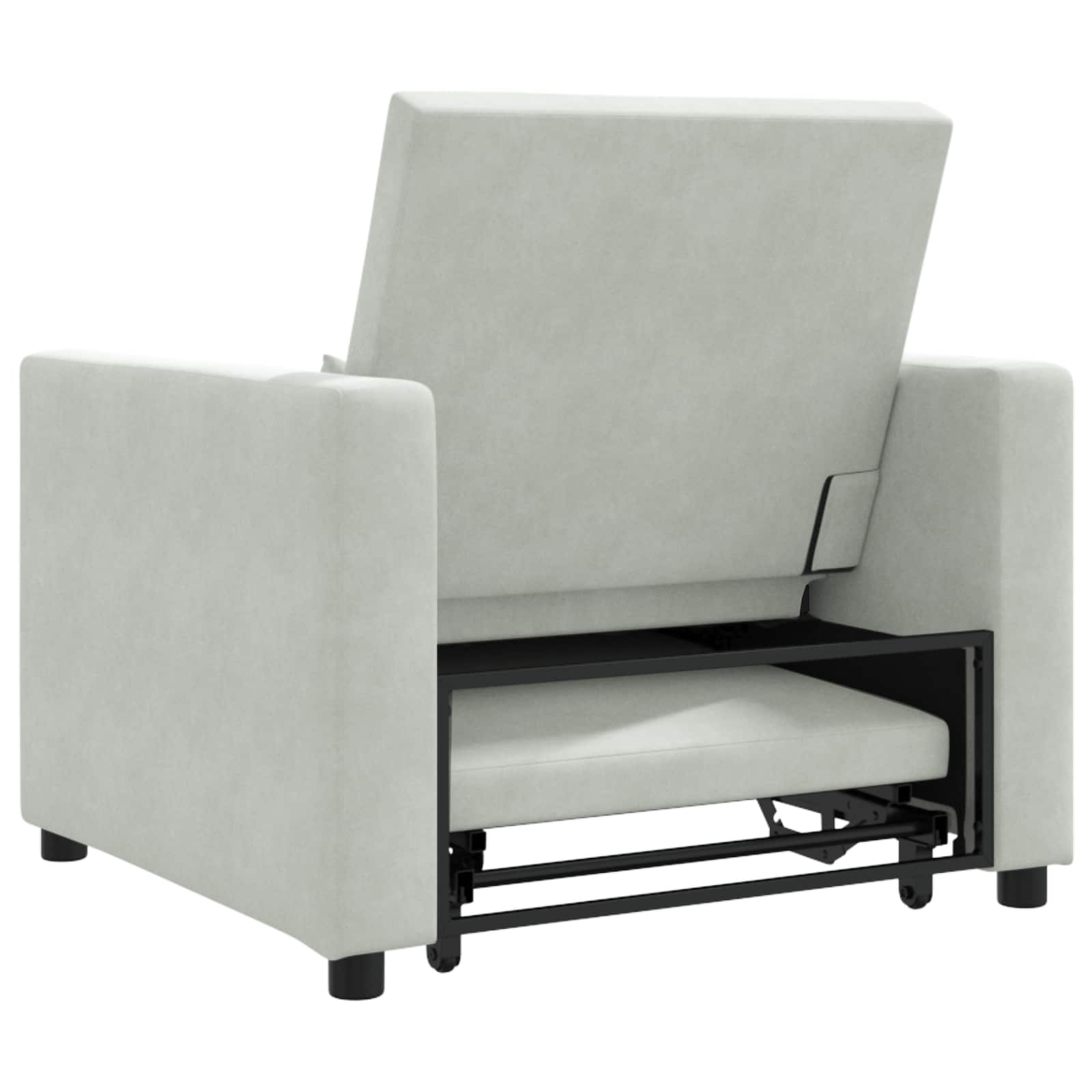 vidaXL Ausziehbare Schlafcouch Einzel Hellgrau 90 x 165 x 87 cm Samt