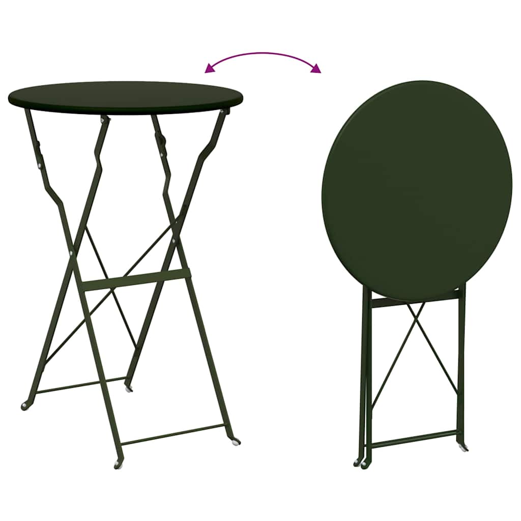 vidaXL Klapp Bistro Set 3 pcs Wald Stahl