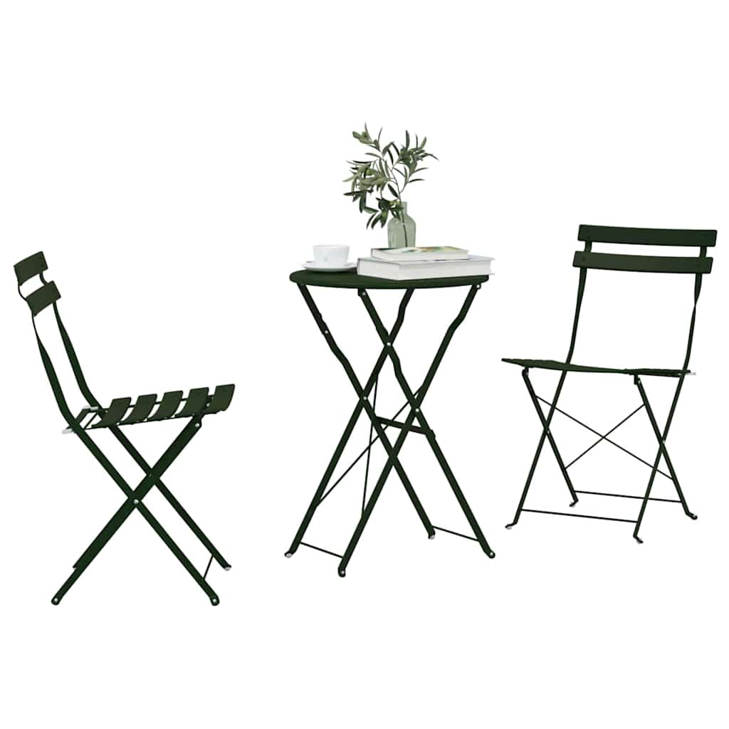 vidaXL Klapp Bistro Set 3 pcs Wald Stahl