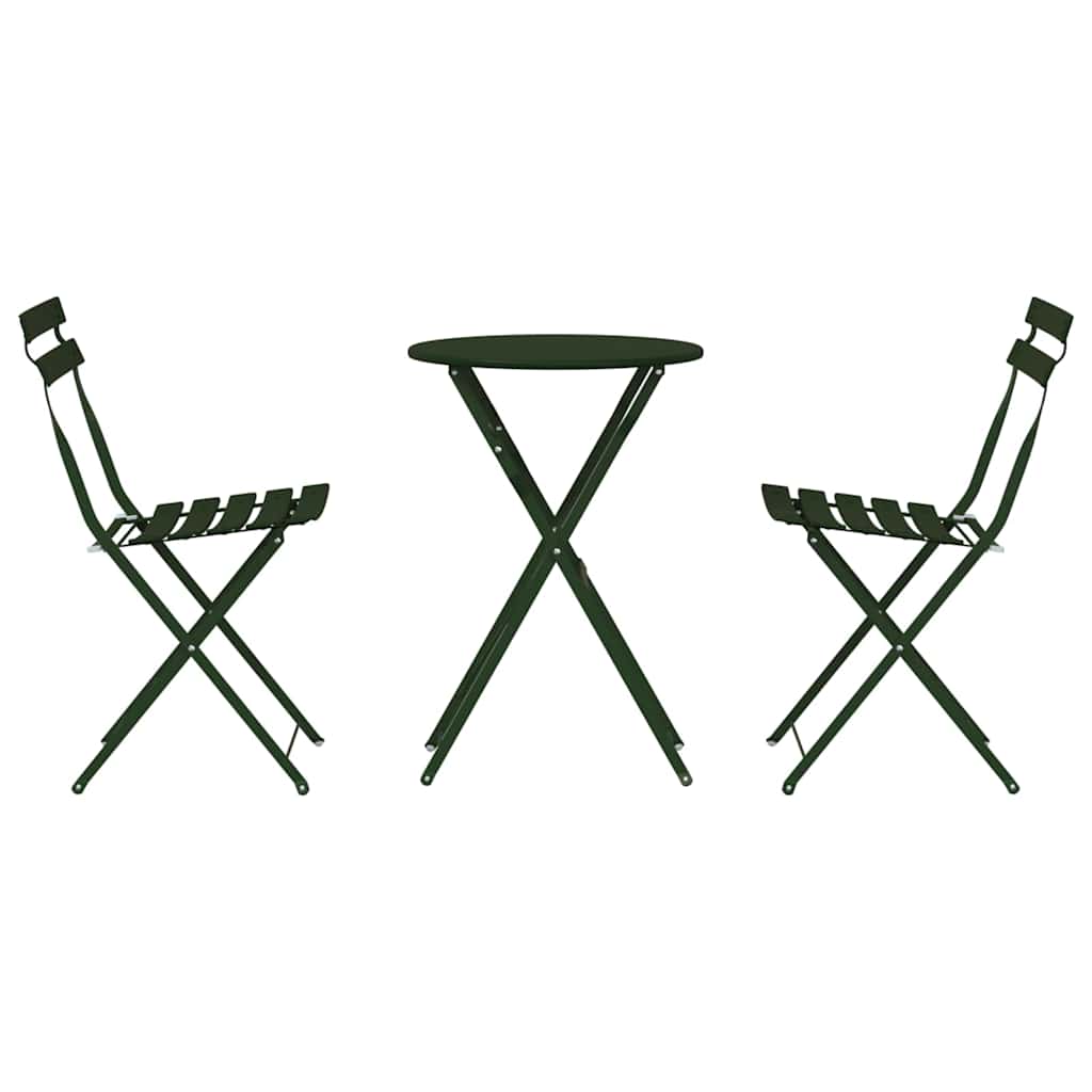 vidaXL Klapp Bistro Set 3 pcs Wald Stahl