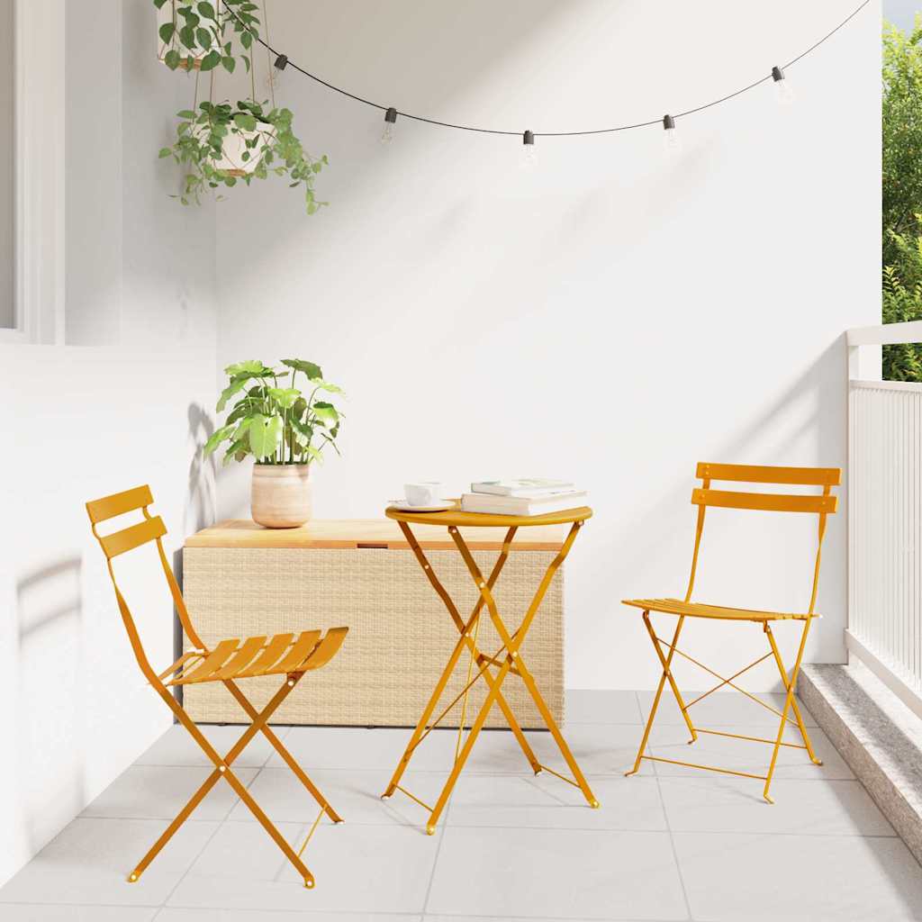 vidaXL Klapp Bistro Set 3 pcs Wald Stahl