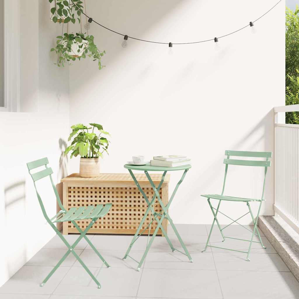 vidaXL Klapp Bistro Set 3 pcs Wald Stahl
