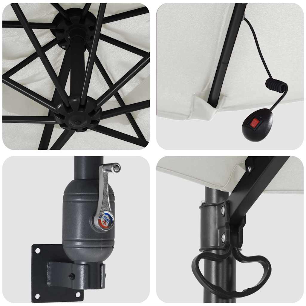 vidaXL Garten-Sonnenschirm Sand 248 x 248 x 148 cm Polyester und Stahl