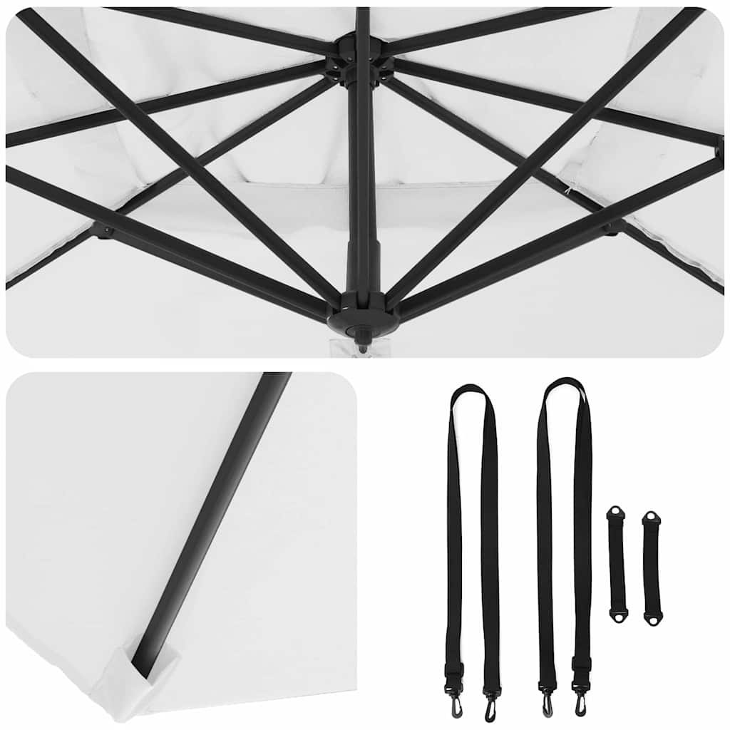 vidaXL Roma Parasol Beige 286 x 284 x 265 cm Aluminium und Polyester