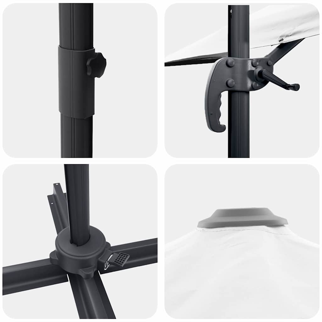 vidaXL Roma Parasol Beige 286 x 284 x 265 cm Aluminium und Polyester