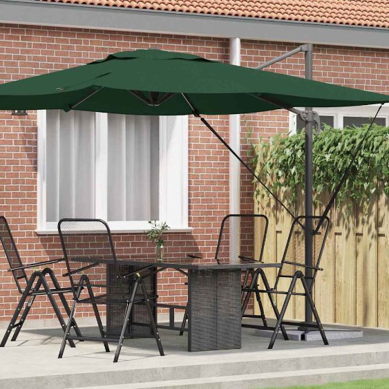 vidaXL Roma Parasol Beige 286 x 284 x 265 cm Aluminium und Polyester