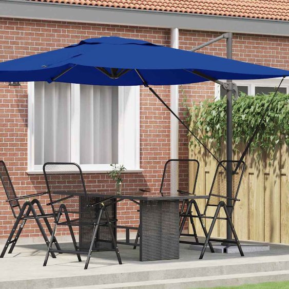 vidaXL Roma Parasol Beige 286 x 284 x 265 cm Aluminium und Polyester