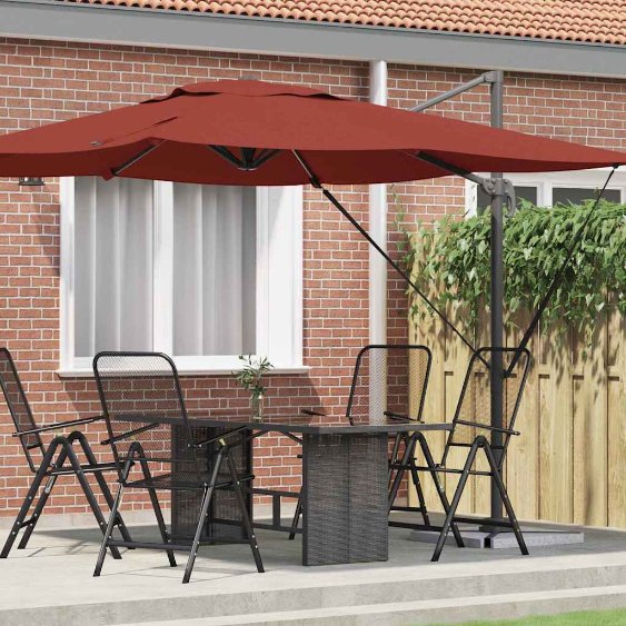 vidaXL Roma Parasol Beige 286 x 284 x 265 cm Aluminium und Polyester