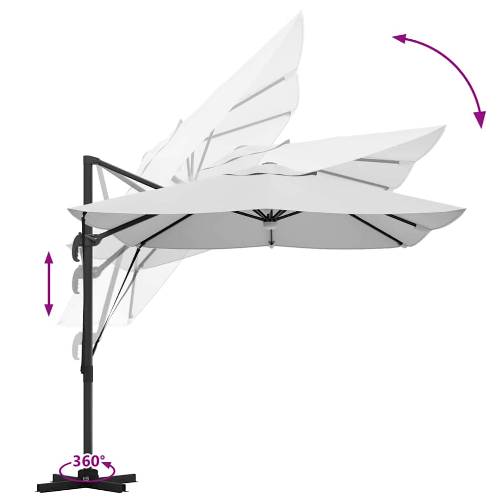 vidaXL Sonnenschirm Sand 351 x 250 x 253 cm Polyester und Aluminium