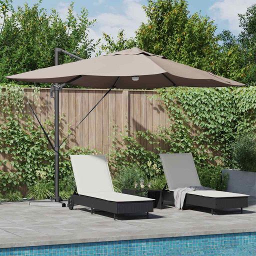 vidaXL Sonnenschirm Sand 351 x 250 x 253 cm Polyester und Aluminium