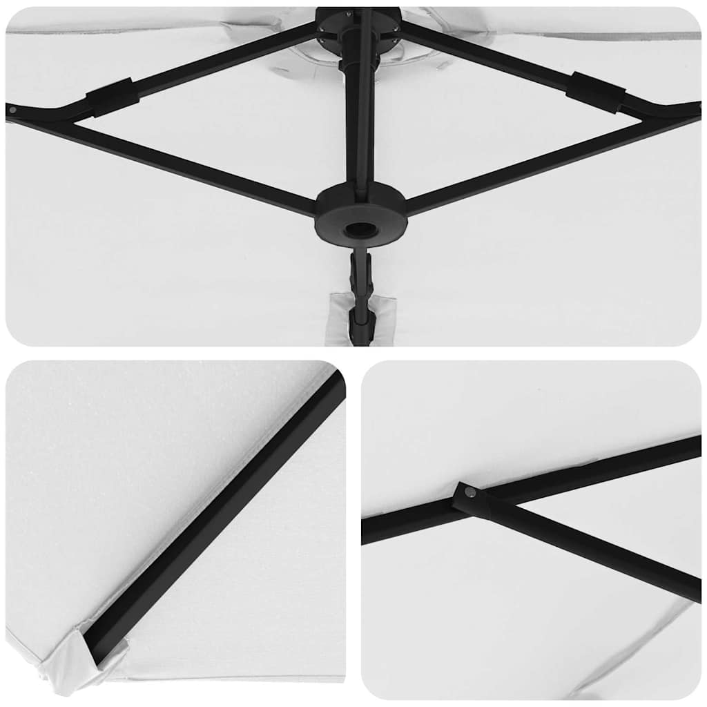 vidaXL Sonnenschirm Sand 372 x 198 x 243 cm Polyester und Aluminium