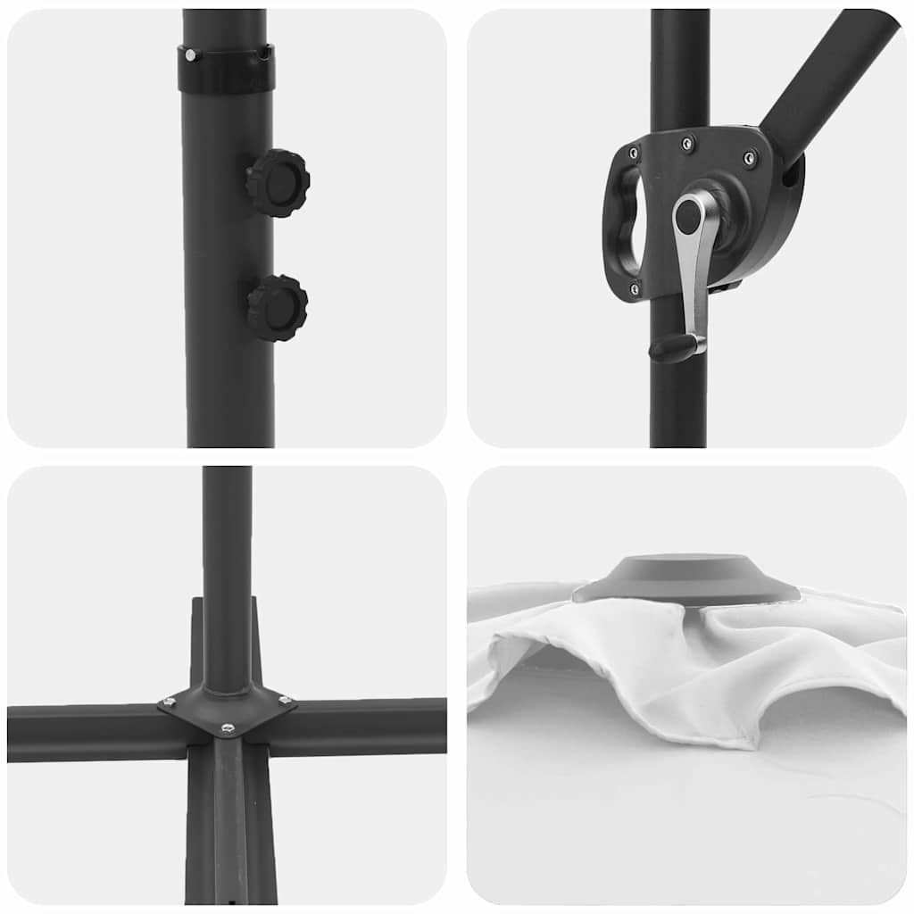 vidaXL Sonnenschirm Sand 372 x 198 x 243 cm Polyester und Aluminium