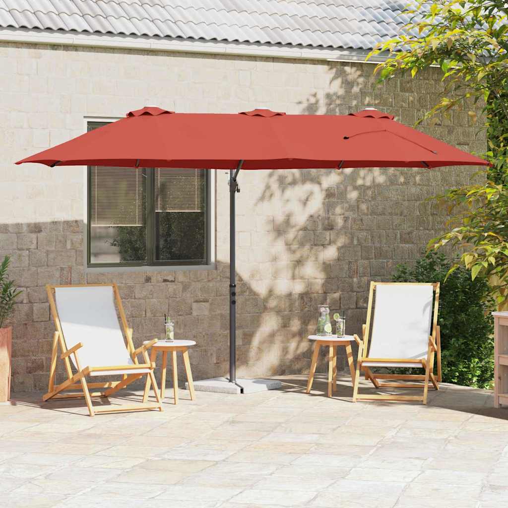 vidaXL Sonnenschirm Sand 372 x 198 x 243 cm Polyester und Aluminium