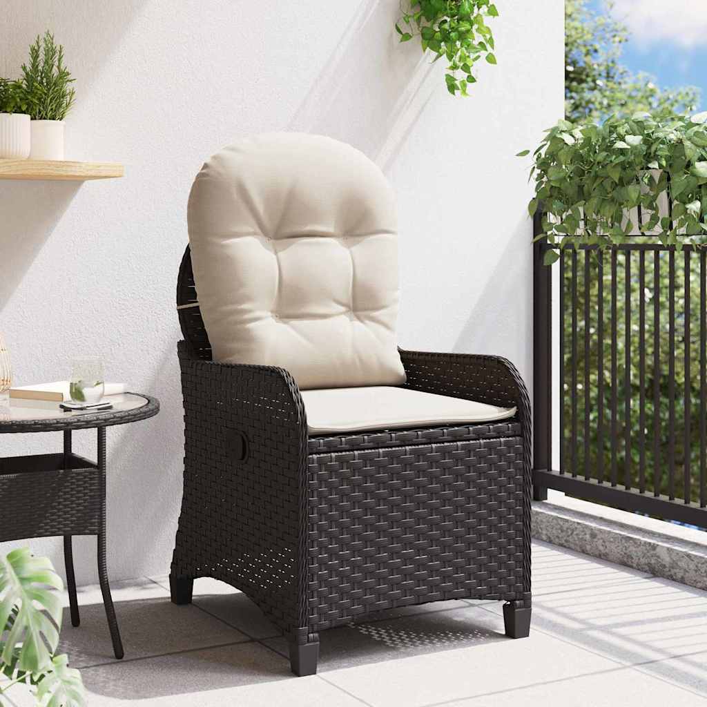 vidaXL Liegestuhl mit Kissen Schwarz 56 x 66 x 95 cm Poly-Rattan