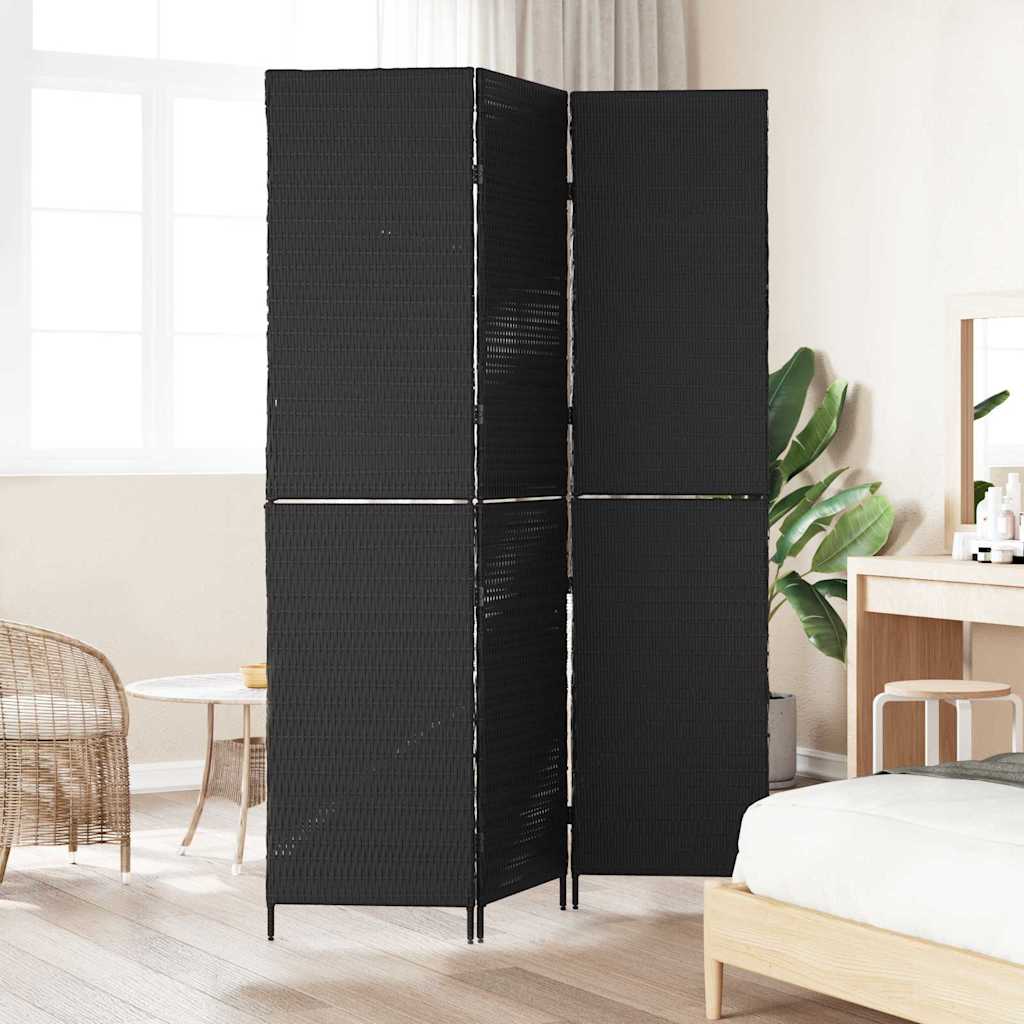 vidaXL Raumteiler Schwarz 146 x 180 cm Poly-Rattan