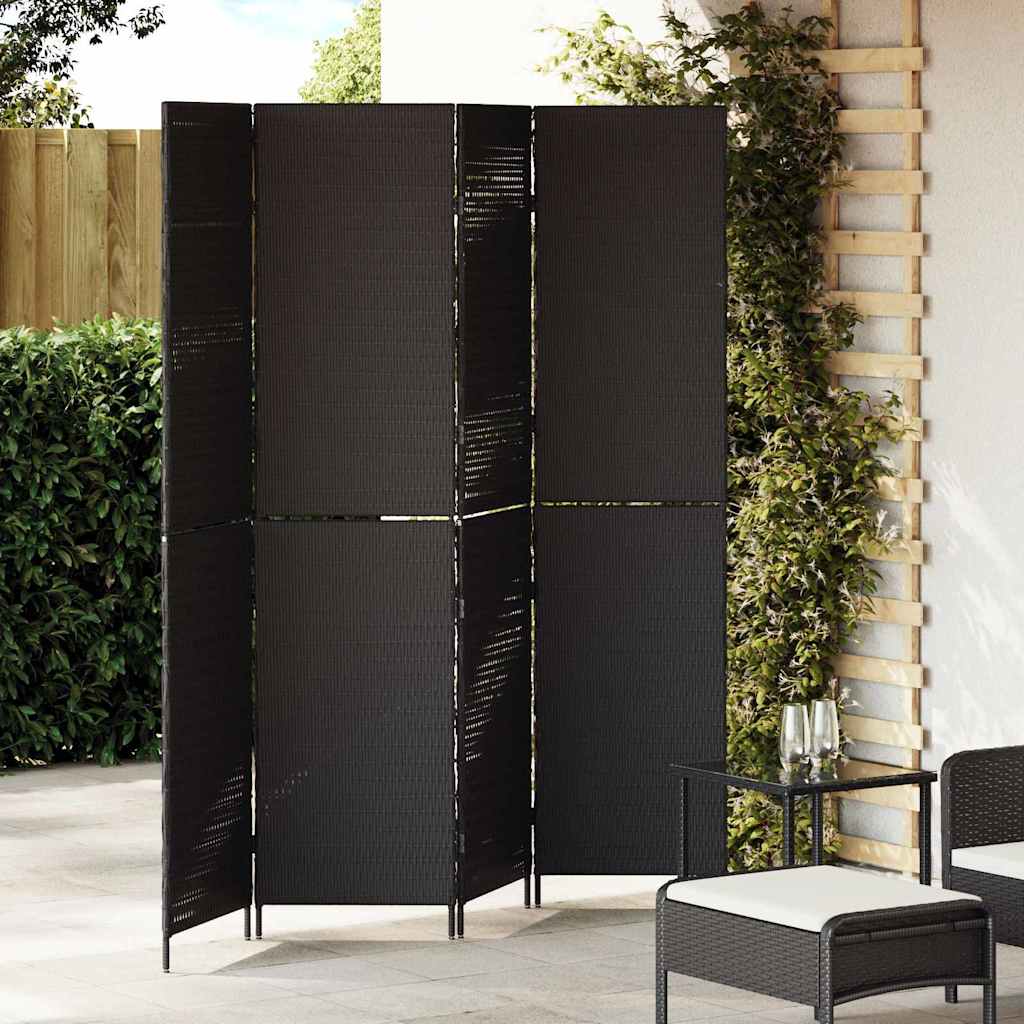 vidaXL Raumteiler Schwarz 146 x 180 cm Poly-Rattan