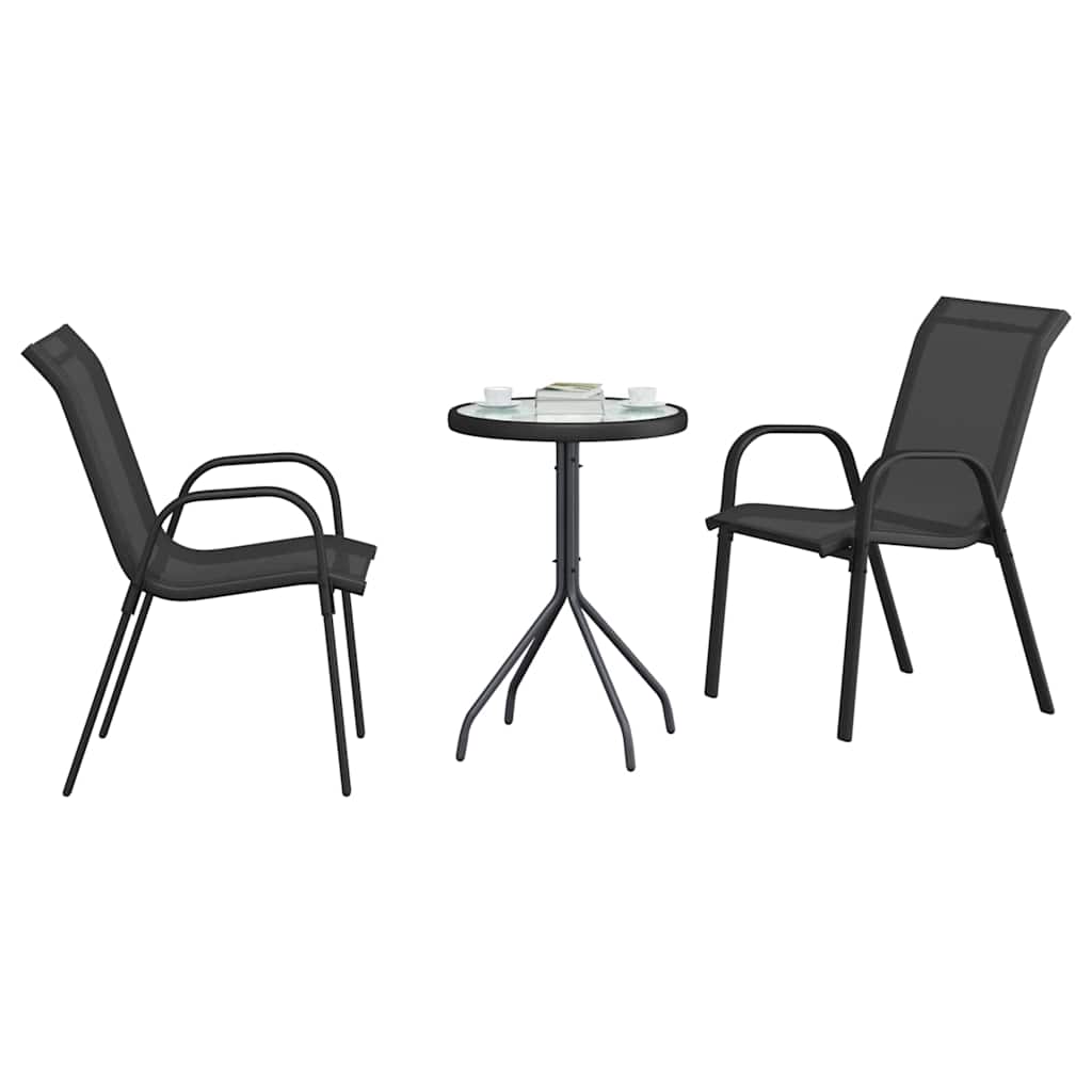 vidaXL Garten Bistro Set 3 pcs Schwarz Stahl