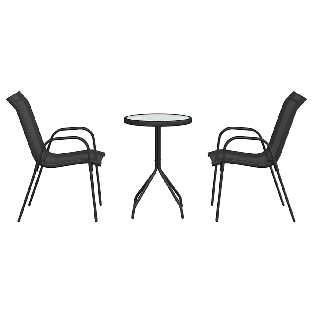 vidaXL Garten Bistro Set 3 pcs Schwarz Stahl
