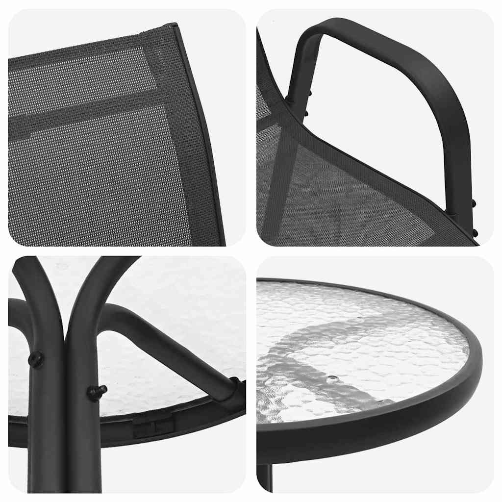 vidaXL Garten Bistro Set 3 pcs Schwarz Stahl