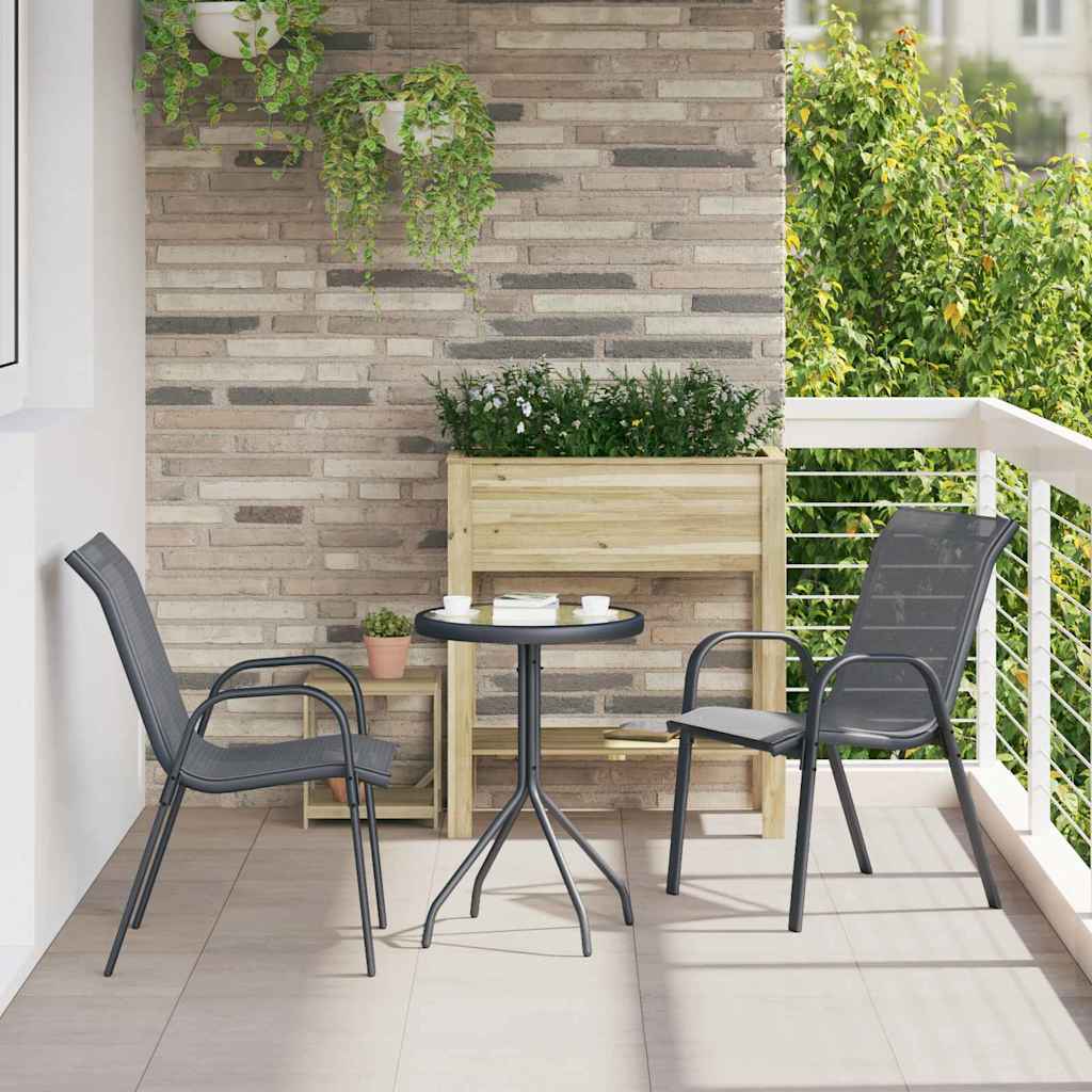 vidaXL Garten Bistro Set 3 pcs Schwarz Stahl