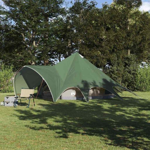 Teepee Zelt mit Dach Grün und Grau 600 x 600 x 347 cm