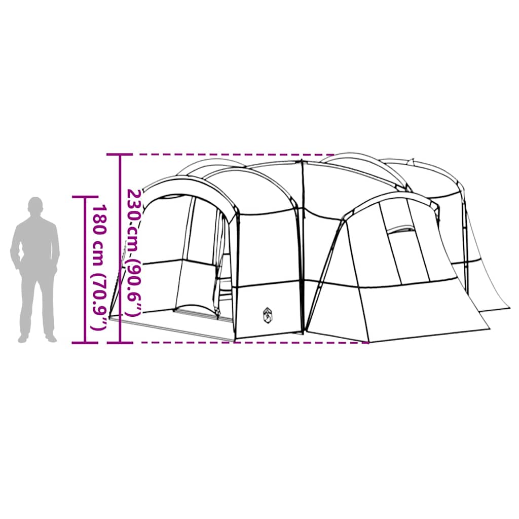 Familienzelt mit Dach Grün und Weiß 760 x 645 x 230 cm