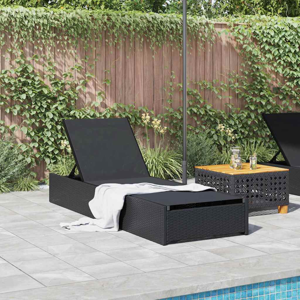 vidaXL Sonnenliege Schwarz 200,5 x 70 x 75 cm Poly-Rattan