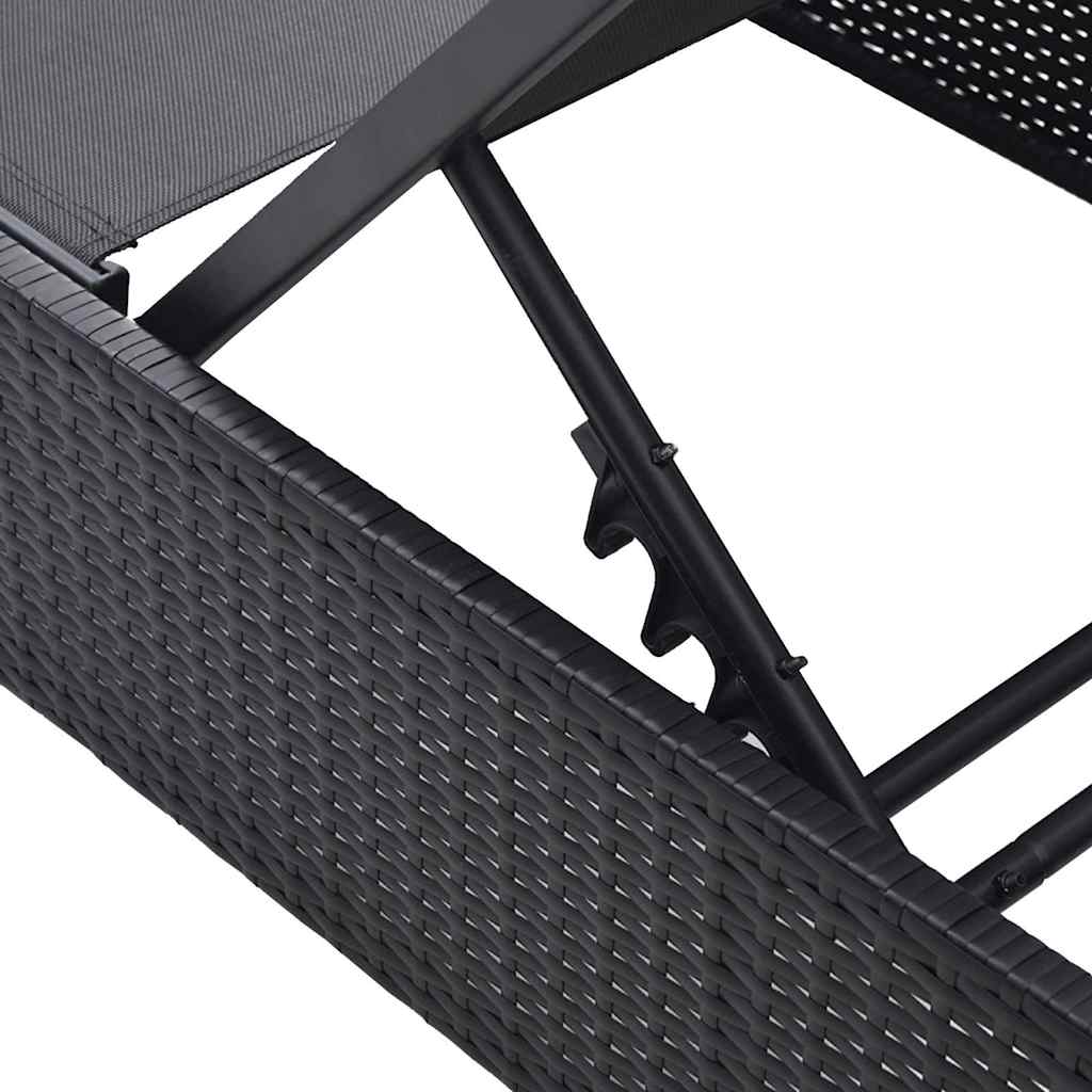 vidaXL Sonnenliege Schwarz 200,5 x 70 x 75 cm Poly-Rattan