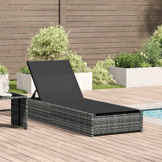 vidaXL Sonnenliege Schwarz 200,5 x 70 x 75 cm Poly-Rattan