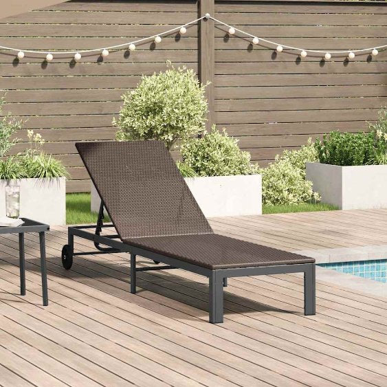 vidaXL Sonnenliege 1-Person Braun 206 x 62,5 x 74 cm Poly-Rattan