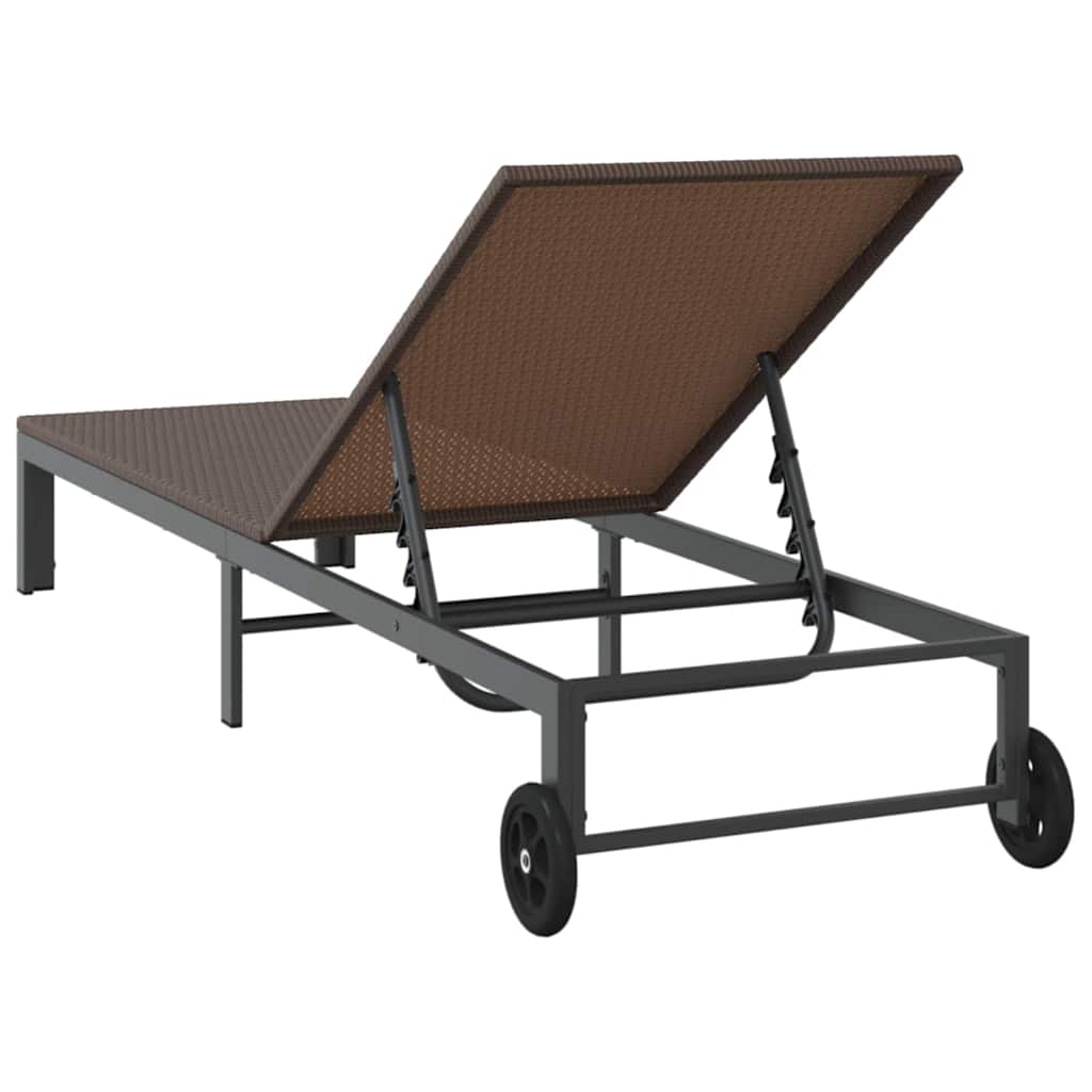 vidaXL Sonnenliege 1-Person Braun 206 x 62,5 x 74 cm Poly-Rattan